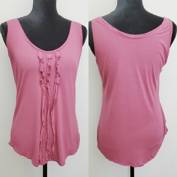 LOFT Tops - Ann Taylor Loft Dusty Rose Ruffle Sleeveless Top M